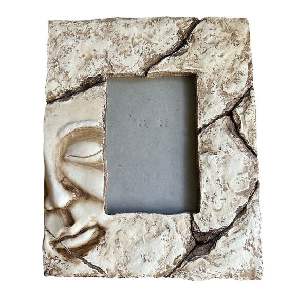 Ceramic 3D Picture Photo Family Frame with Face and Photo boho art moon face - Picture 1 of 8